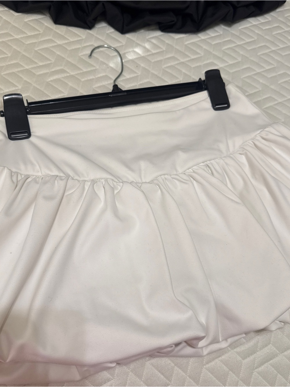 Women's White Mini Gathered Skirt - Lightweight Pleated Style